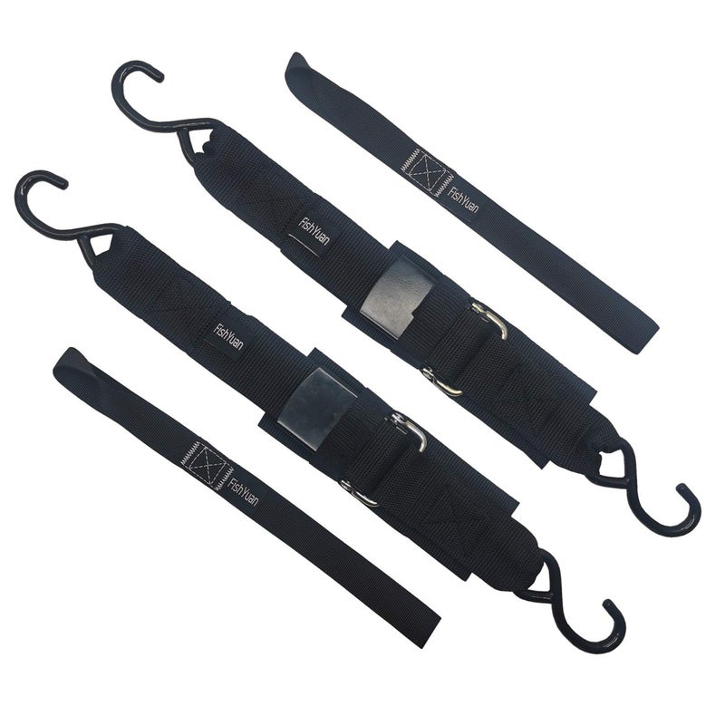 FishYuan 2 Pack Adjustable Transom Tie Down Straps with Quick Release Buckle for Boat Trailer, Width 2 inch Length 4 Feet 1200 LBS Capacity - Image 1